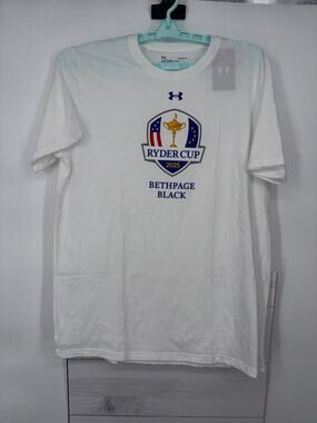 Under Armour T-Shirt Mens LargeWhite Solid 2025 Ryder Cup Bethpage Black USA Tee